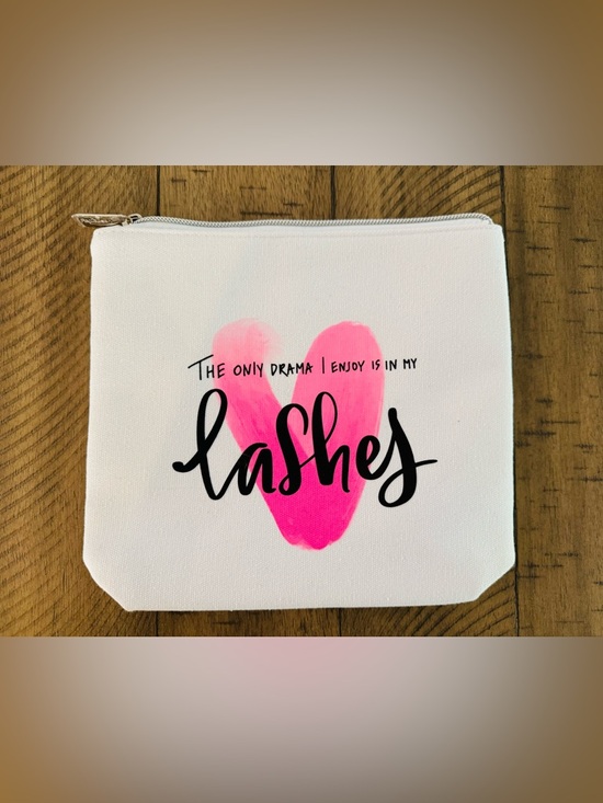 Handbags - NEW Pink Heart 'Lashes' Cosmetic Pouch